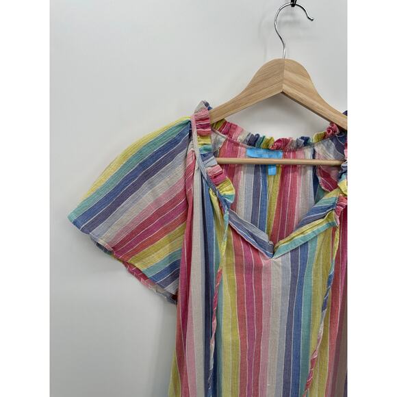 Drapers James RSVP Dress Women Large Pastel Striped Knee Length Rainbow Pockets - Picture 4 of 8